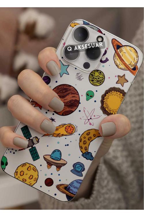 İnfinix Note 40 Uyumlu Gezegenler Tasarımlı Şeffaf Telefon Kılıfı Kapak Case