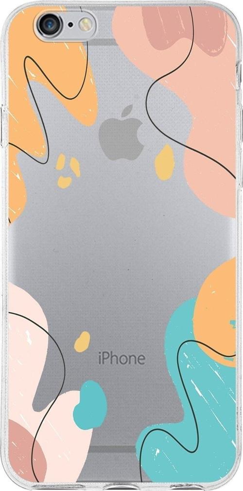 Apple Iphone 6 Plus Uyumlu Kapak Karışık Renkler Tasarımlı Şeffaf Silikon Kılıf