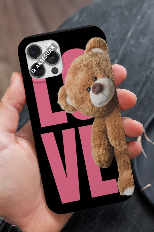 İphone 13 Mini Uyumlu Love Ayıcık Tasarımlı Premium Telefon Kılıfı