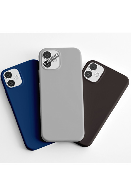 İphone 15 Pro Uyumlu 3'Lü Set Basic Telefon Kılıfı Lacivert-Gri-Siyah