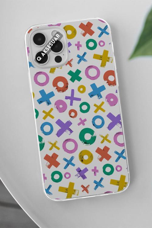 Xiaomi Mi Note 10 Uyumlu Xo Şekiller Tasarımlı Şeffaf Telefon Kılıfı