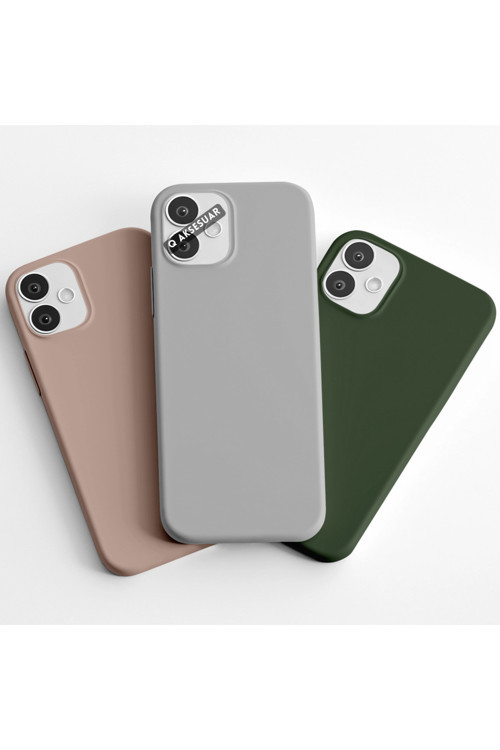 İphone 8 Plus Uyumlu 3'Lü Set Basic Telefon Kılıfı Kum Pembe-Gri-Haki