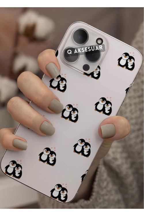 Samsung Galaxy A31 Uyumlu Sevimli Penguen Tasarımlı Şeffaf Telefon Kılıfı Kapak Case