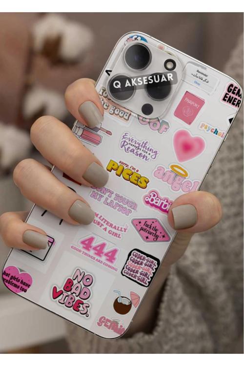 Samsung Galaxy A56 Uyumlu Pıces 444 Tasarımlı Şeffaf Telefon Kılıfı Kapak Case