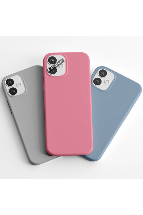 İphone 12 Mini Uyumlu 3'Lü Set Basic Telefon Kılıfı Koyu Gri-Şeker Pembe-Bebe Mavi