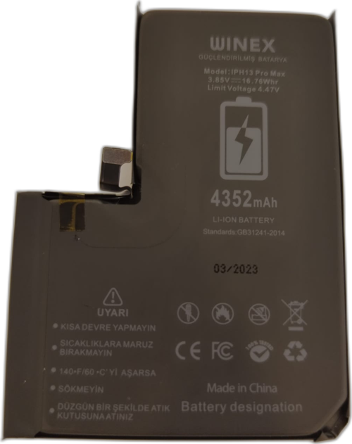 İphone 13 Pro Max Uyumlu Güçlendirilmiş Premium Batarya