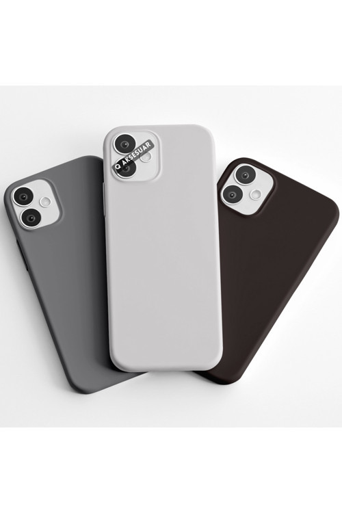 İphone 12 Mini Uyumlu 3'Lü Set Basic Telefon Kılıfı Koyu Gri-Beyaz-Siyah