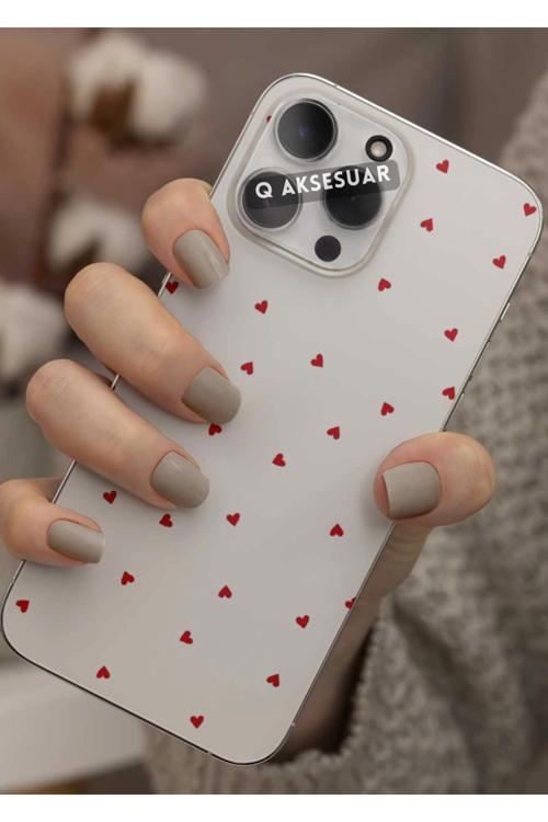 Samsung Galaxy M30 Uyumlu Mini Kırmızı Kalp Tasarımlı Şeffaf Telefon Kılıfı Kapak Case