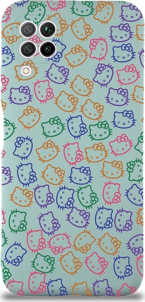 Huawei P 40 Lite Uyumlu Lansman Kılıf Hello Kitty Tasarımlı Içi Kadife Kapak-Turkuaz