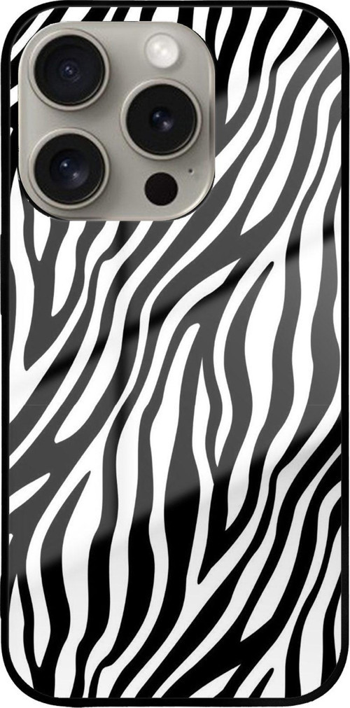 Apple İphone 15 Pro Max İle Uyumlu Silikon Arkası Cam Kapak Desen 51C Tasarımlı Cam Kılıf