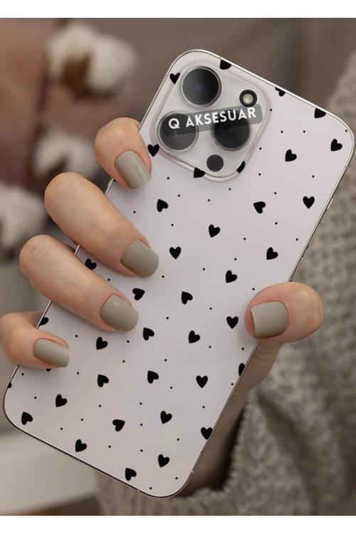 Samsung Galaxy S20 Ultra Uyumlu Mini Siyah Kalp Tasarımlı Şeffaf Telefon Kılıfı Kapak Case