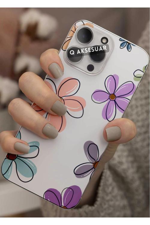 Samsung Galaxy S25 Plus Uyumlu Renkli Çiçekler Tasarımlı Şeffaf Telefon Kılıfı Kapak Case