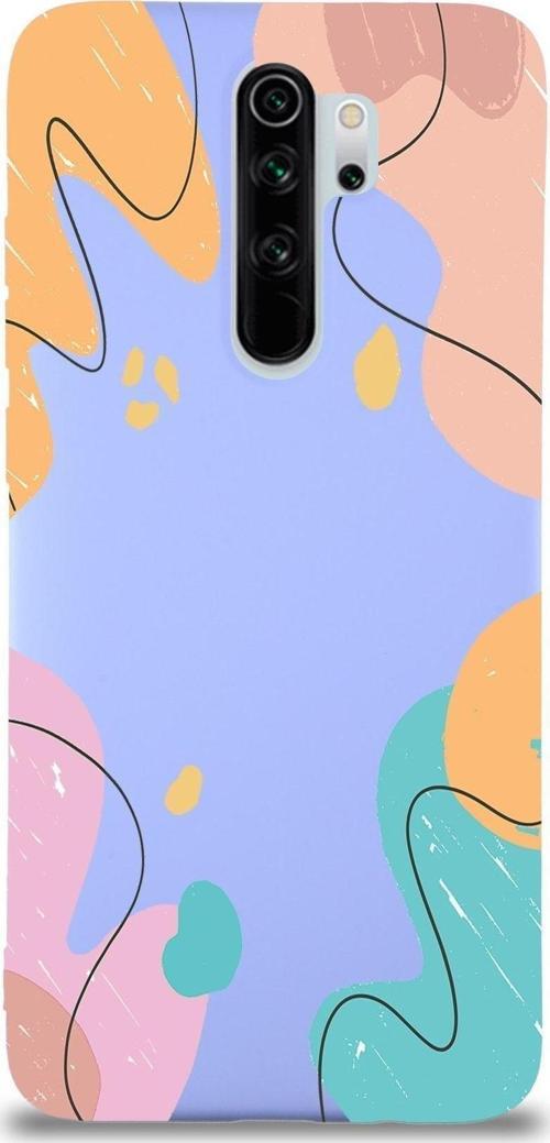 Xiaomi Redmi Note 8 Pro Uyumlu Lansman Kılıf Karışık Renkler Tasarımlı Içi Kadife Kapak-Lila