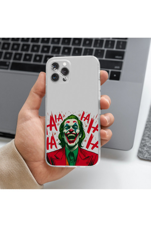 İphone 12 Uyumlu Joker Tasarımlı Premium Şeffaf Telefon Kılıfı
