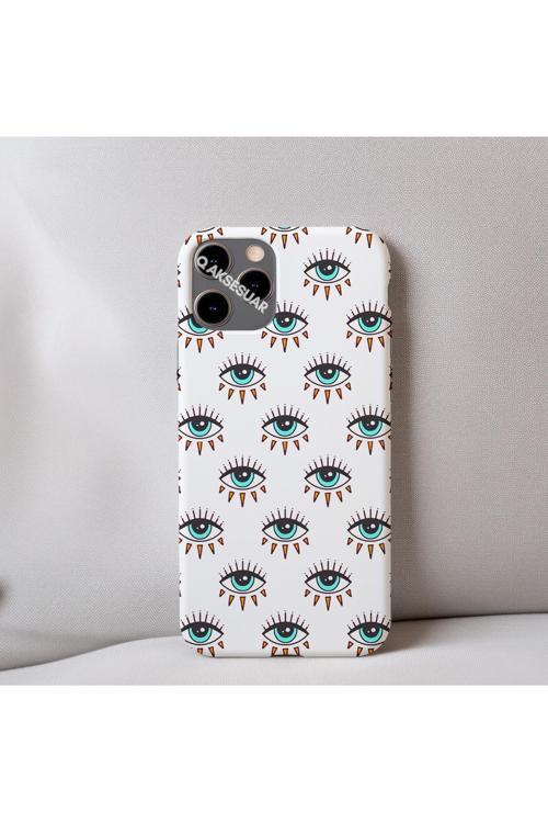 İphone Xr Uyumlu İçi Kadife Göz Desenli Telefon Kılıfı