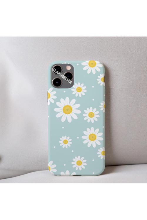 İphone 8 Plus Uyumlu Papatya Desenli İçi Kadife Silikon Tasarım Telefon Kılıfı Kapak