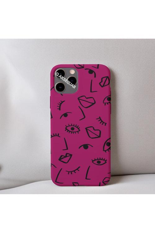 İphone 6 Plus Uyumlu İçi Kadife Dudak Desenli Tasarım Telefon Kılıfı