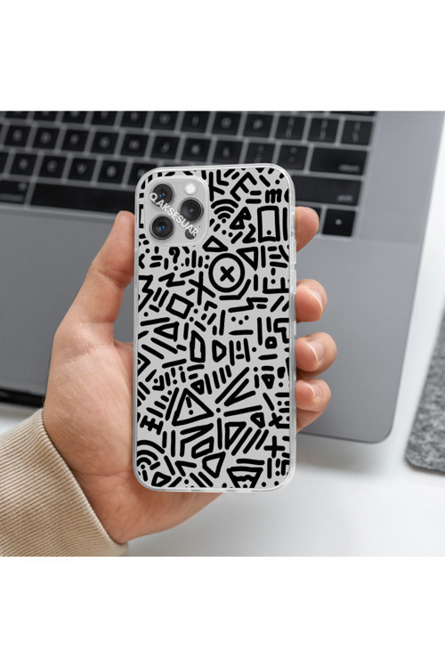 Xiaomi Redmi Note 9 Uyumlu Şekiller Tasarımlı Premium Şeffaf Telefon Kılıfı