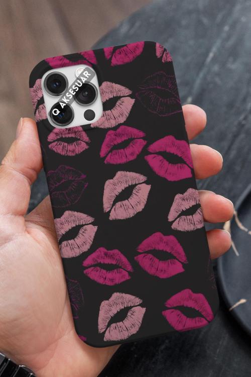 Xiaomi Redmi 12C Uyumlu Pembe Dudaklar Tasarımlı Premium Telefon Kılıfı