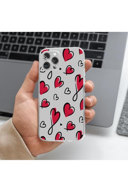 Xiaomi Redmi Note 8 Pro Uyumlu Kalp Tasarımlı Premium Şeffaf Telefon Kılıfı