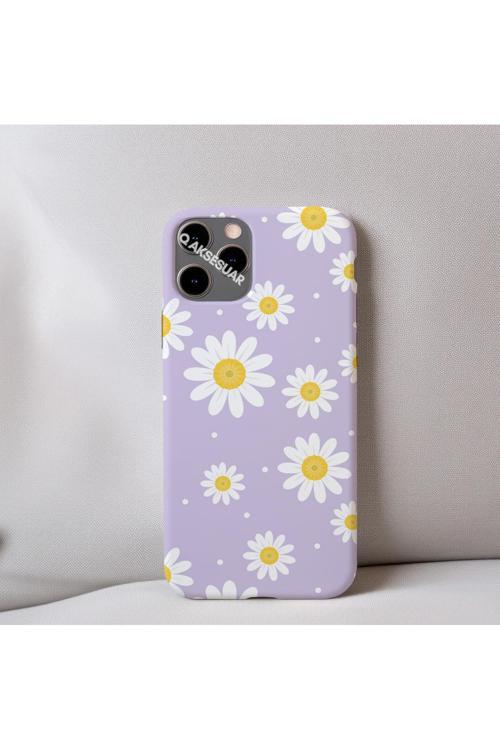 İphone 8 Plus Uyumlu Papatya Desenli İçi Kadife Silikon Tasarım Telefon Kılıfı Kapak