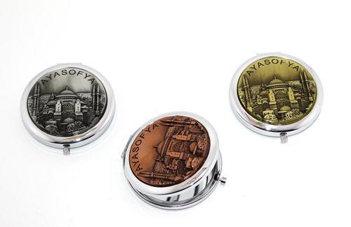 Metal Ayasofya Kabartmalı El Aynası 
