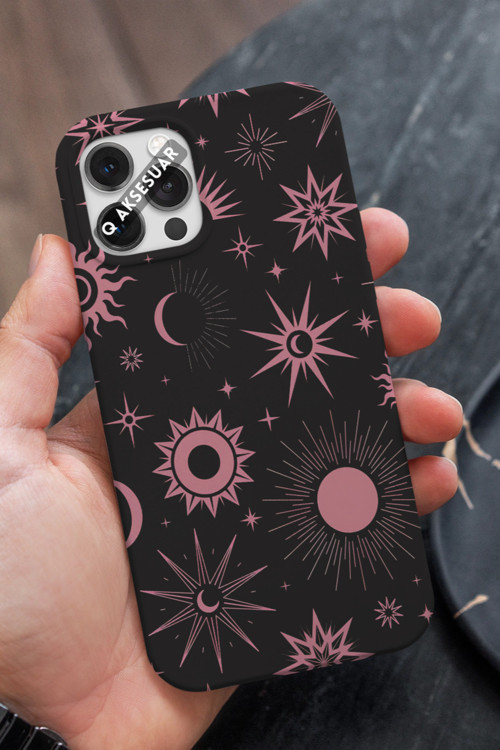 Xiaomi Redmi Note 9 Pro Uyumlu Pembe Yıldıız Tasarımlı Premium Telefon Kılıfı