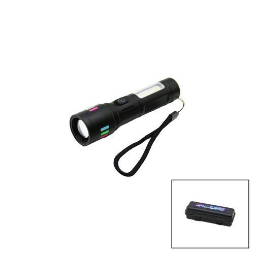 METAL GÖVDE 2IN1=ZOOM - RGB 9 LED EL FENERİ USB ŞARJLI MİNİ PLS.KUTULU (5250)