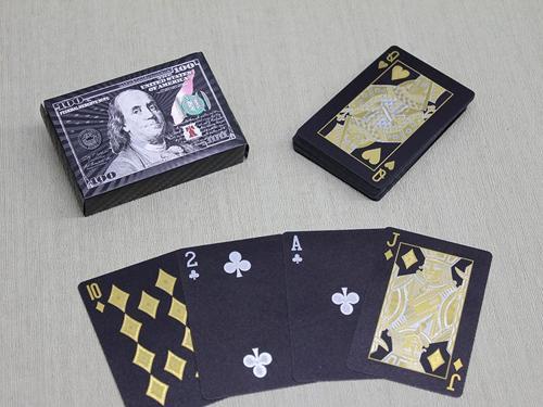 Gümüş Dolar Tasarımlı Siyah İskambil Oyun Kartı 