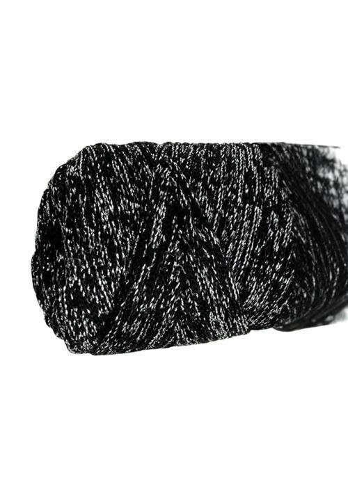 Makrome İpi 3mm Polyester Siyah Gümüş  Simli