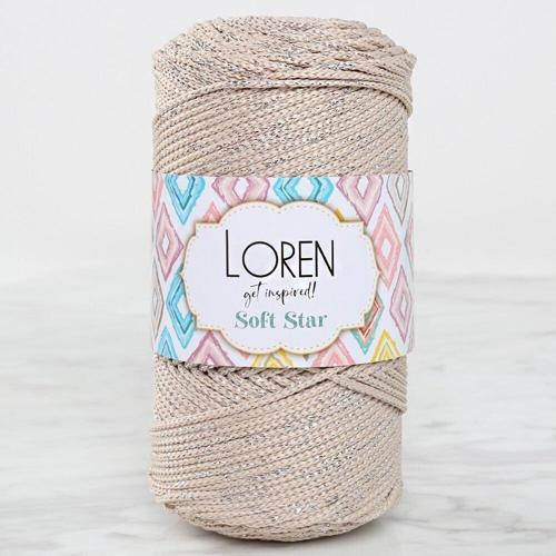 Loren Soft Star Makrome İpi Gümüş Simli Bej RM101