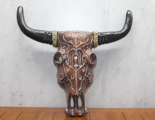 Ahşap Duvara Asmalı Bufalo Kafası 