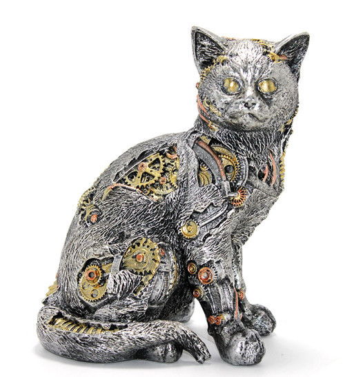 Steampunk Polyester Kedi Figürü Model 1