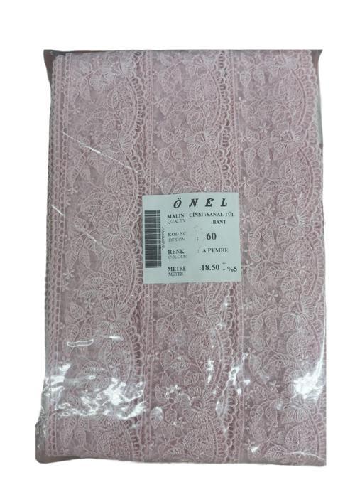 Dantel Polyester Sanal Tül Bant Açık Pembe 18,50 Metre En 6 cm ON-60-P