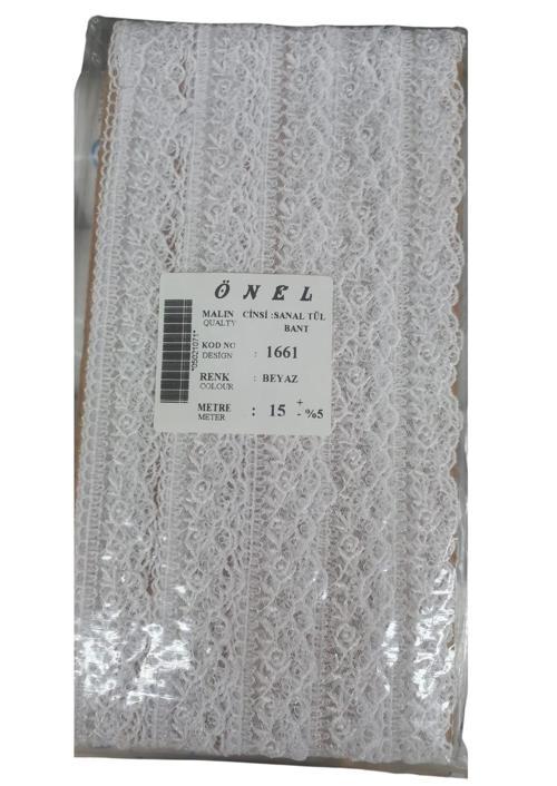 Dantel Polyester Sanal Tül Bant Beyaz 15 Metre En 6 cm ON-1661-B