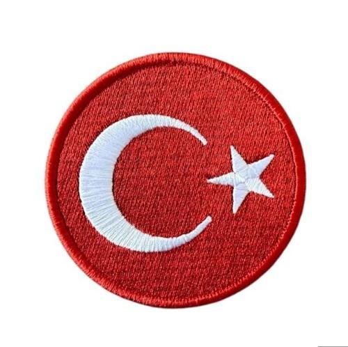 Aplike Ütü İle Yapışan Türk Bayrağı Yuvarlak Büyük Arma 5 cm