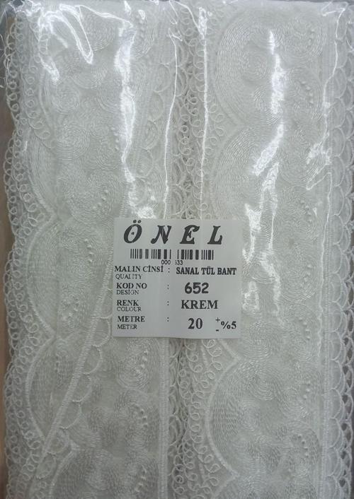 Dantel Polyester Sanal Tül Bant Krem 20 Metre En 6 cm ON-652-KR