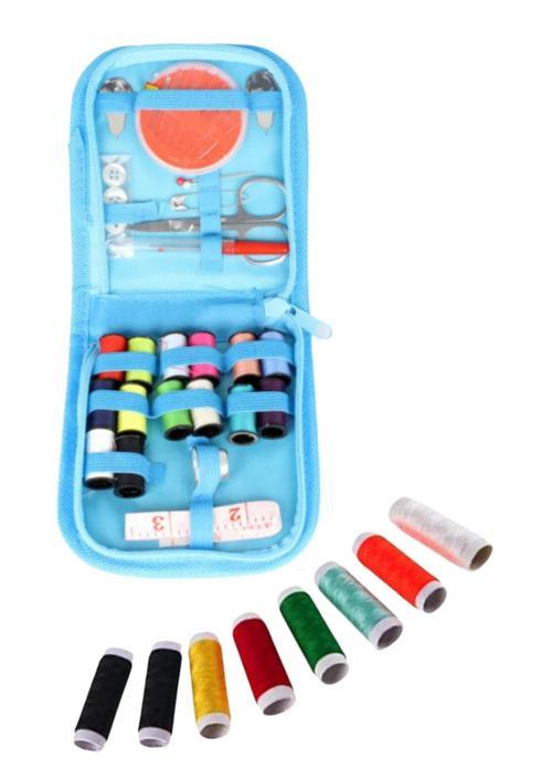İplik Set Fermuarlı Plastik Dikiş Seti Mavi