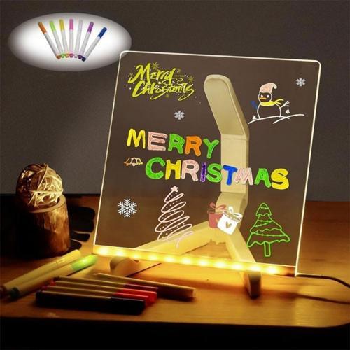 BUFFER® LED Işıklı Kendiliğinden Renkli Fosforlu Kalemli Kare Yazı Panosu 20x20 cm