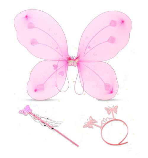 Toz Pembe Kelebek Kanadı Tacı ve Sopası