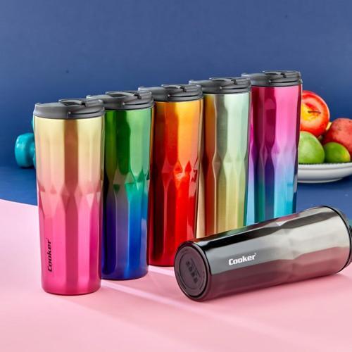 500ML DİAMOND TERMOS BARDAK RENKLİ PASLANMAZ ÇELİK - KAYDIRMAZ TPR TABAN - SIZDIRMAZ KAPAK (5250)