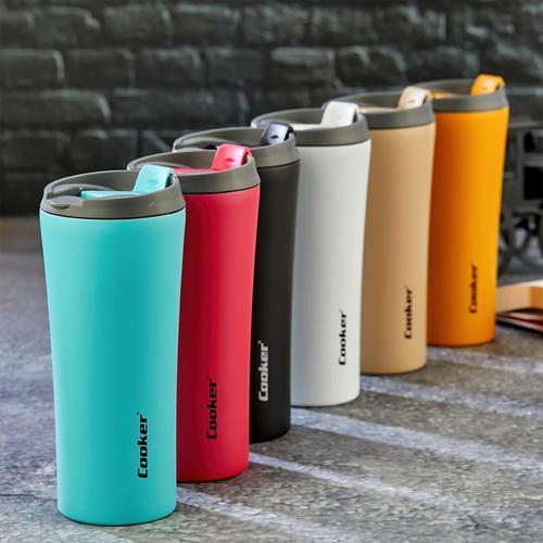 400ML TERMOS BARDAK RENKLİ PASLANMAZ ÇELİK - KAYDIRMAZ TPR TABAN - SIZDIRMAZ KAPAK (5250)