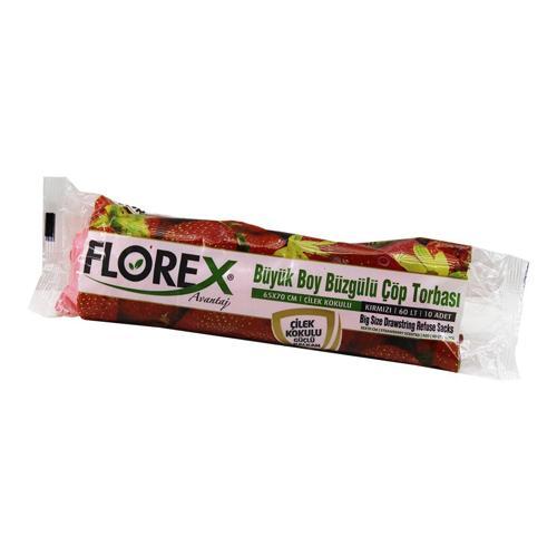 25 ADET FLOREX-502 ÇİLEK KOKULU  BÜZGÜLÜ  BÜYÜK  10PCS 65X70CM ÇÖP TORBASI (5250)