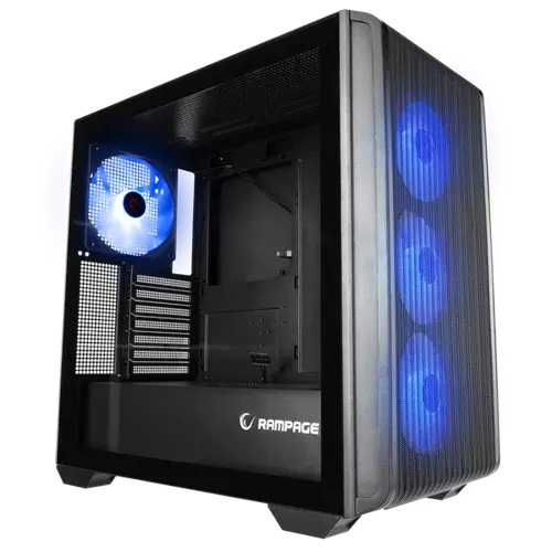 RAMPAGE CRAFT TEMPERLİ CAM+MESH Siyah ARGB FAN+TYPE-C ATX MİD-T GAMING KASA