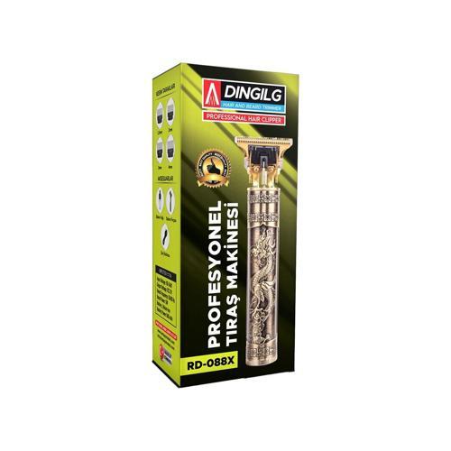 T BIÇAK  BASKILI PLASTİK GÖVDE  ENSE ÇİZİM - SAÇ SAKAL KESME TRAŞ MAKİNESİ USB ŞARJLI  RD-088X (5250)