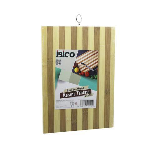 24 X 34 X 1.4CM BEYAZ ÇİZGİLİ AHŞAP BAMBU KESİM PANOSU - KESME TAHTASI METAL KULPLU (5250)