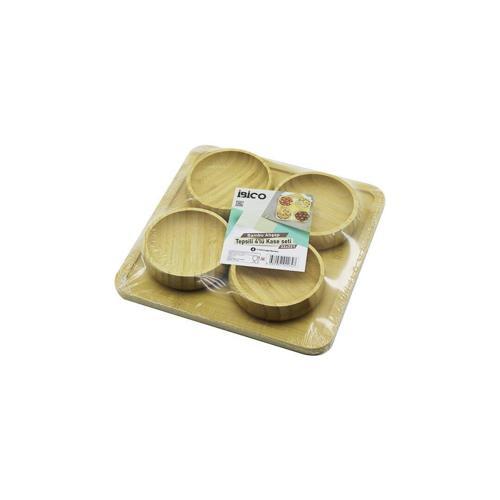 AHŞAP BAMBU 5PCS  ÇEREZLİK - LOKUMLUK KASE SETİ 22X22CM (5250)
