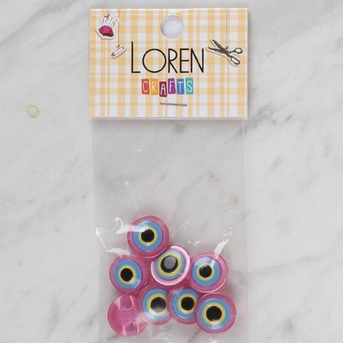 Loren Crafts pembe 8 li nazar boncuğu düğme - 168
