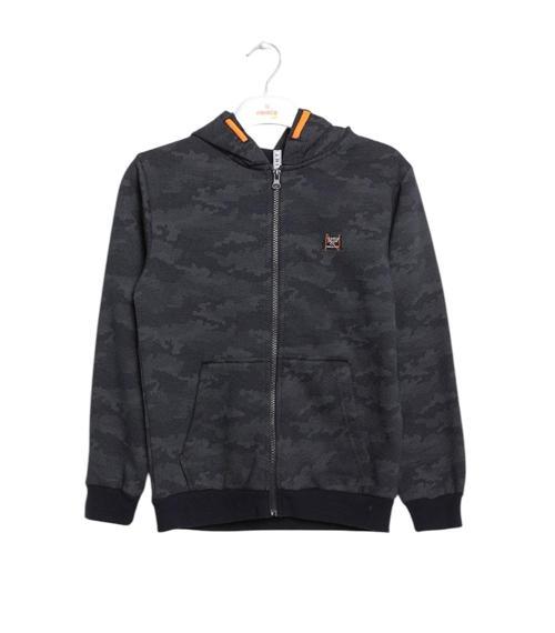 KAMUFLAJ DESENLİ FERMUARLI KAPÜŞONLU SWEATSHIRT Antrasit