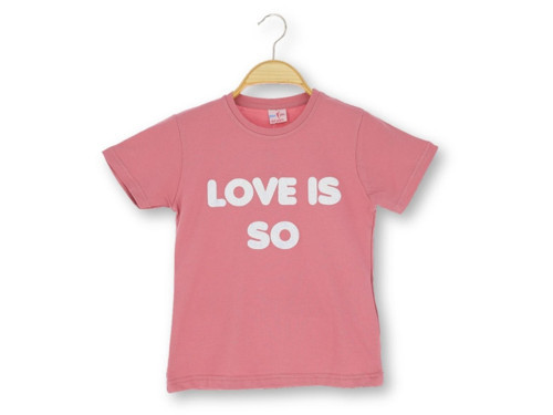 LOVE IS SO BASKILI KIZ TSHİRT Gül Kurusu